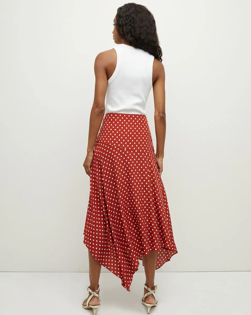 Rosemary Polka-Dot Skirt in Brick Red/Ecru>Veronica Beard Outlet
