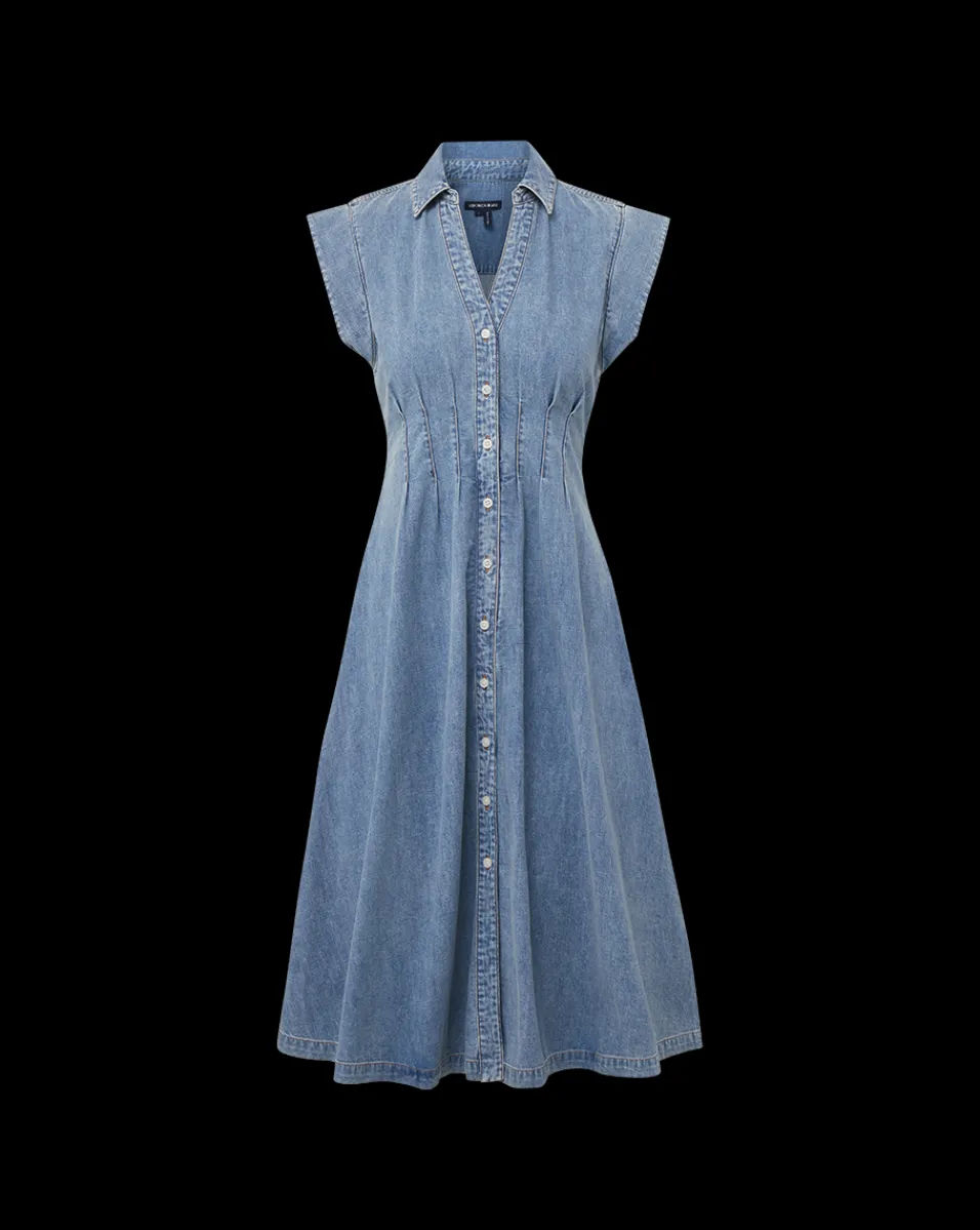 Ruben Denim Dress in Pebble Stone>Veronica Beard Outlet