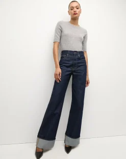 Shana Short Sleeve Cashmere Sweater in Heather Grey>Veronica Beard Best