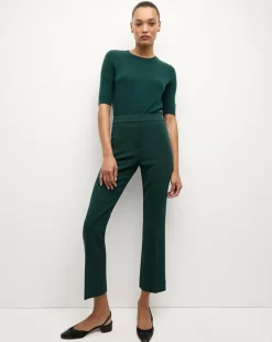 Shana Short Sleeve Cashmere Sweater in Dark Green>Veronica Beard Hot
