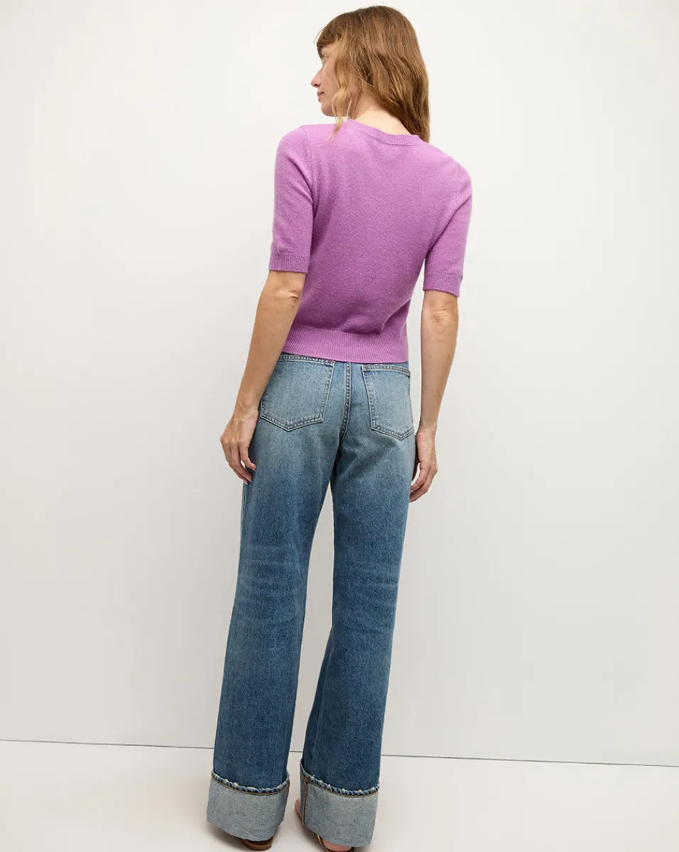 Shana Short Sleeve Cashmere Sweater in Lilac>Veronica Beard New