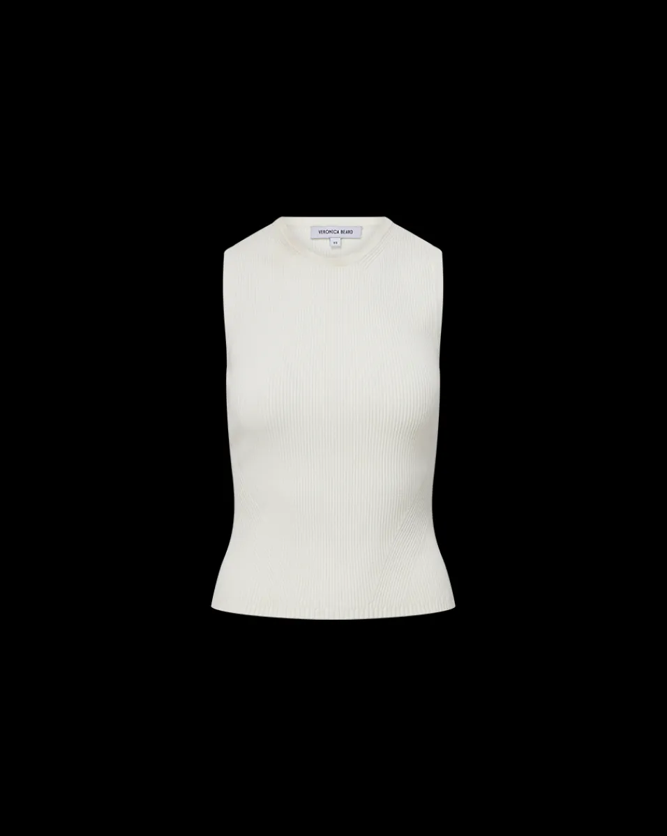 Sid Sleeveless Crew-Neck Pullover in White>Veronica Beard