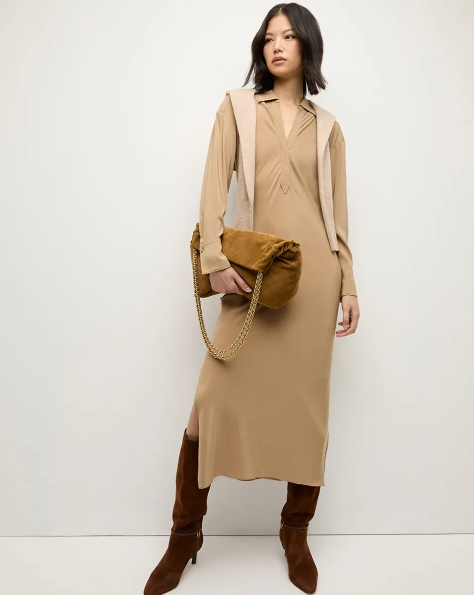 Slouch Shoulder Suede Bag in>Veronica Beard Hot