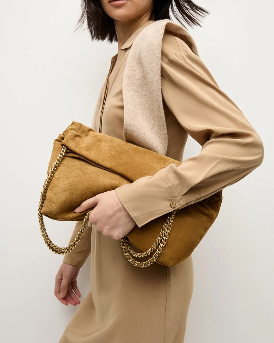 Slouch Shoulder Suede Bag in>Veronica Beard Hot