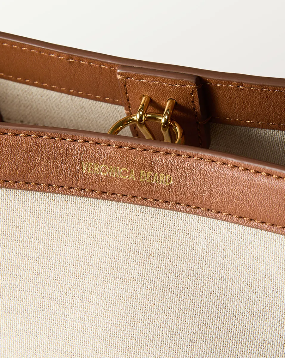 Small Canvas Feedbag in Cream Linen & Tan>Veronica Beard New
