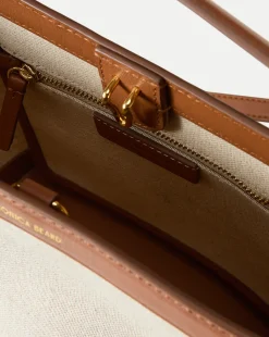 Small Canvas Feedbag in Cream Linen & Tan><noscript><img width=