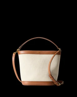 Small Canvas Feedbag in Cream Linen & Tan><noscript><img width=