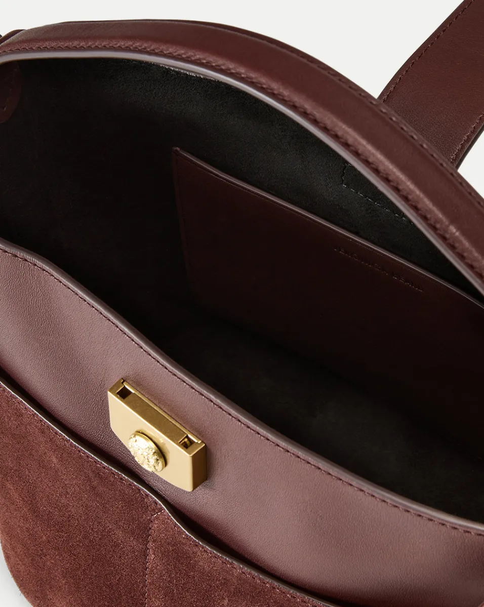 Small Crest Lock Suede Bucket Bag in>Veronica Beard Discount