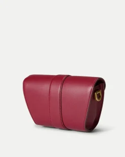 Small Crest Lock Trap Bag in Burgundy><noscript><img width=