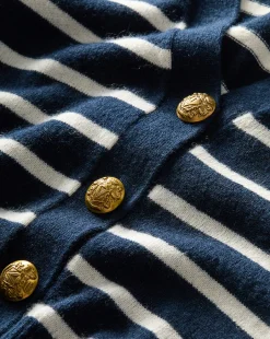 Solene Cashmere Striped Cardigan in Navy><noscript><img width=