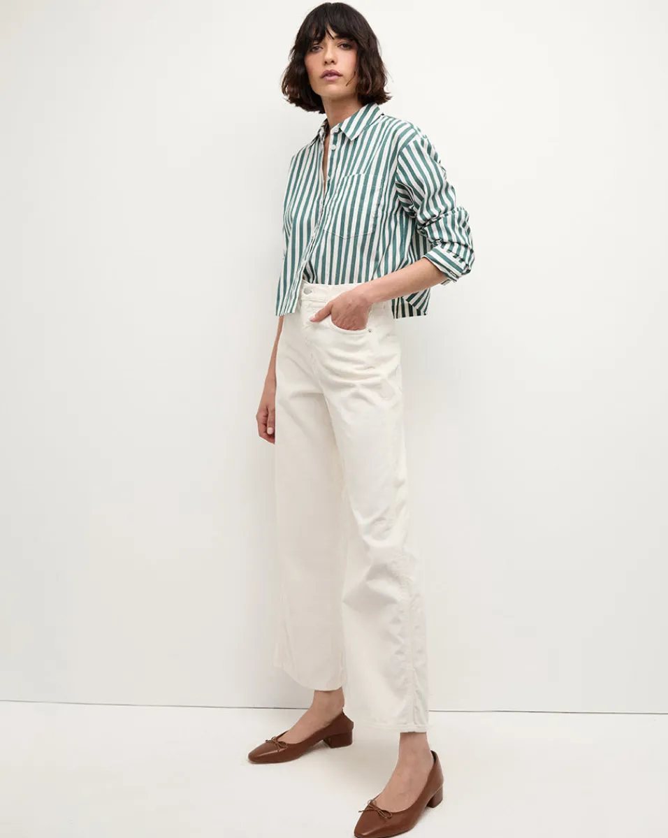 Taylor Cropped Corduroy Wide-Leg Pant in White>Veronica Beard Hot