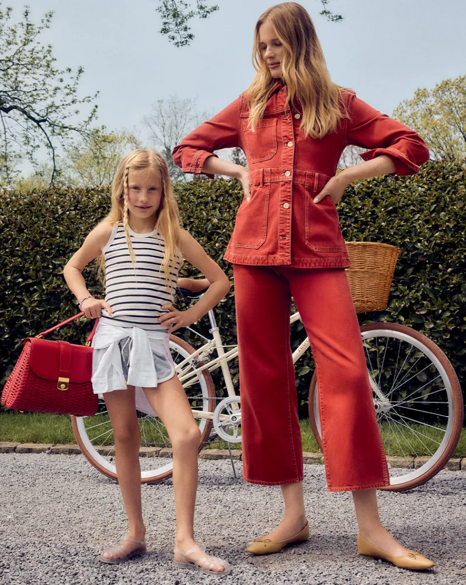 Taylor Cropped Wide-Leg Jean in Brick Red>Veronica Beard Hot