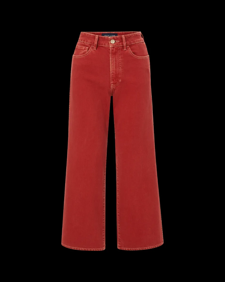 Taylor Cropped Wide-Leg Jean in Brick Red>Veronica Beard Hot