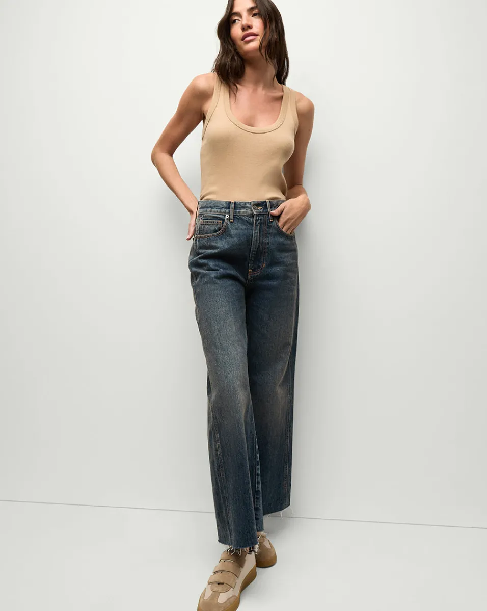 Taylor Cropped Wide-Leg Jeans in Dark Blue>Veronica Beard Discount