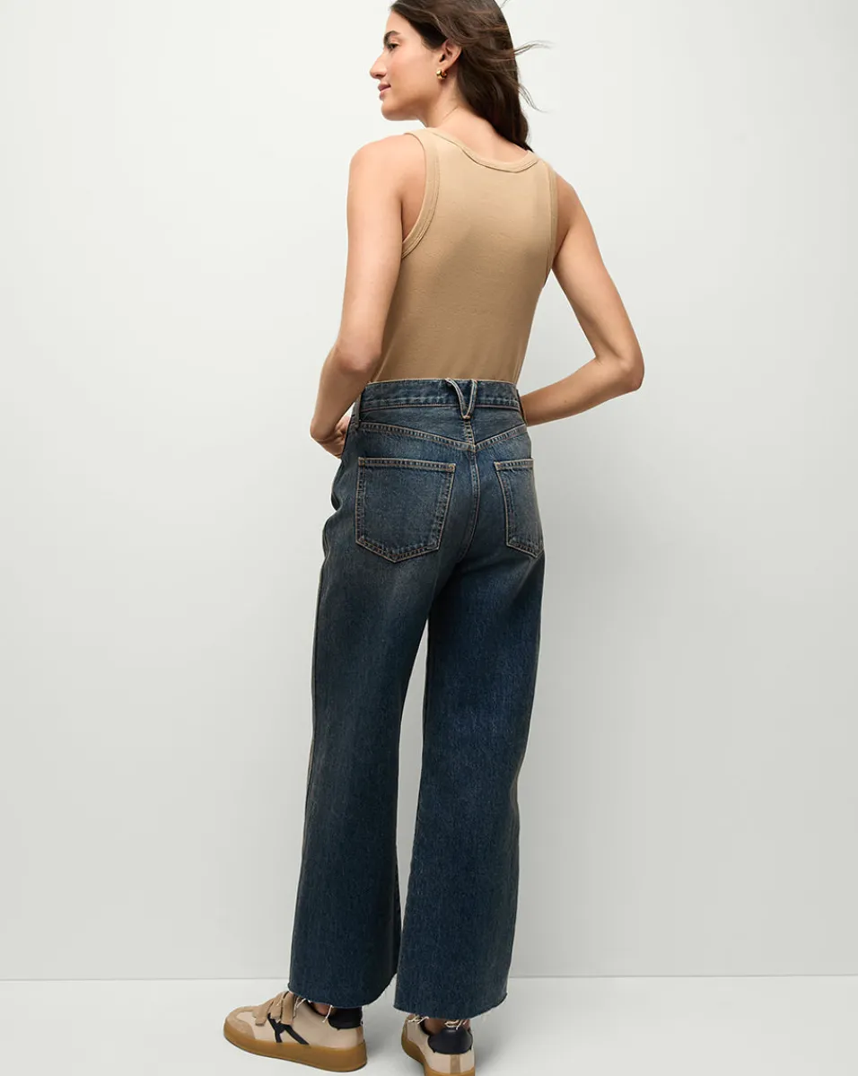 Taylor Cropped Wide-Leg Jeans in Dark Blue>Veronica Beard Discount