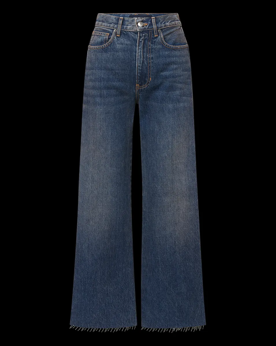 Taylor Cropped Wide-Leg Jeans in Dark Blue>Veronica Beard Discount