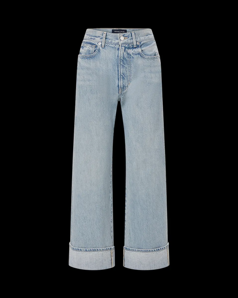 Taylor Cuffed Cropped Wide-Leg Jean in Airway Cloud>Veronica Beard Outlet