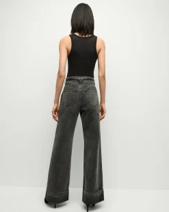 Taylor Cuffed Wide-Leg Jeans in Washed Black><noscript><img width=
