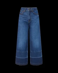 Taylor Released Hem Cropped Wide-Leg Jean in Bright Blue><noscript><img width=