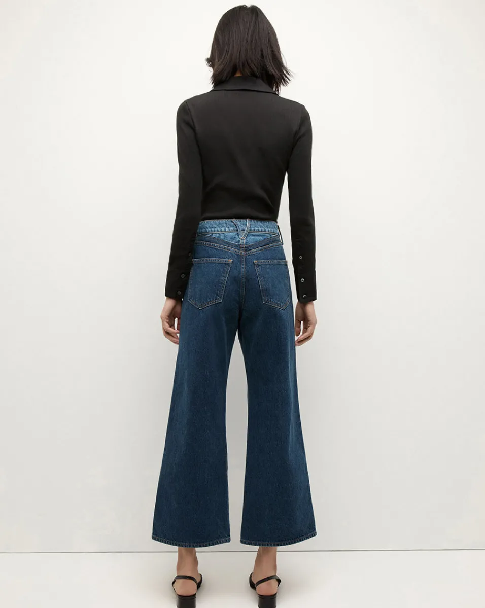 Taylor Two-Tone Cropped Wide-Leg Jean in Blue>Veronica Beard Best