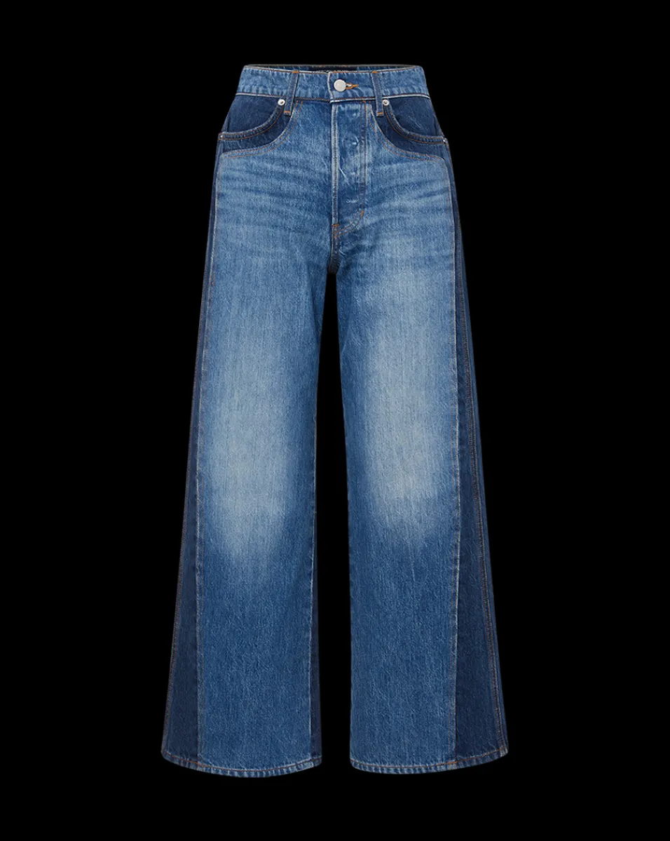 Taylor Two-Tone Cropped Wide-Leg Jean in Blue>Veronica Beard Best