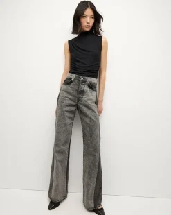 Taylor Two-Tone Wide-Leg Jean in Volcanic Stone Colorblock>Veronica Beard Sale