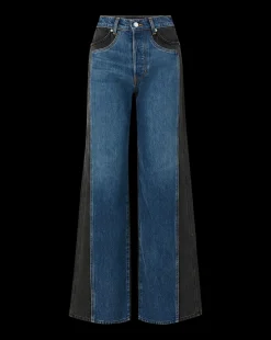 Taylor Two-Tone Wide-Leg Jean in Blue Moon Colorblock><noscript><img width=