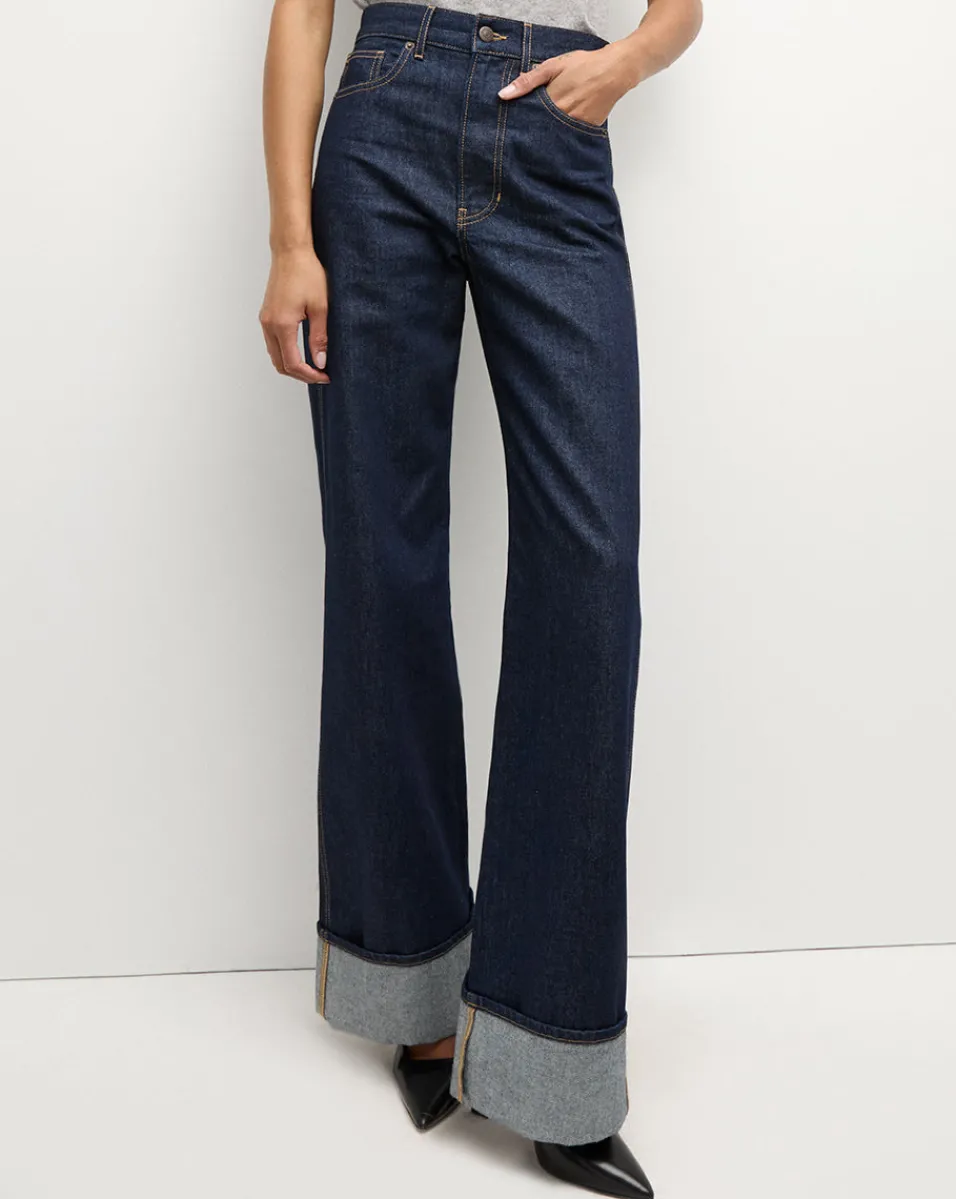 Taylor Wide-Leg Jean | Cuffed Jean in Dark Wash>Veronica Beard Sale