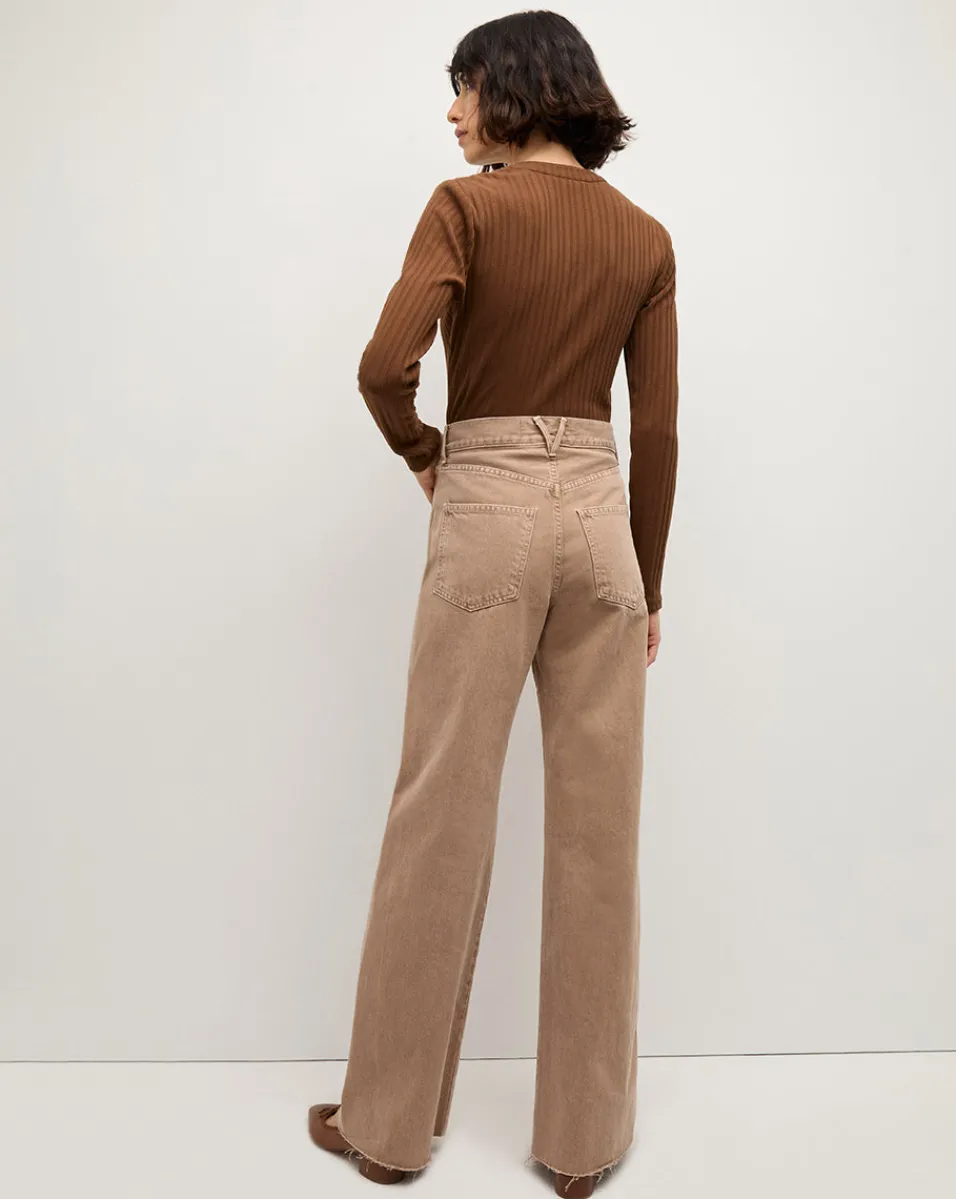 Taylor Wide-Leg Jean in Tan>Veronica Beard Sale