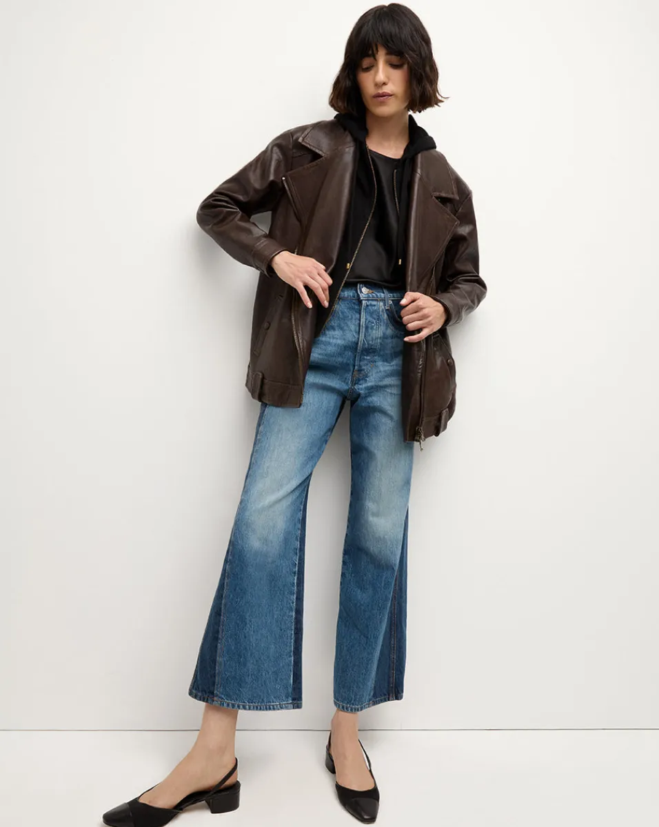 Thandie Leather Dickey Jacket in Dark Brown>Veronica Beard Online