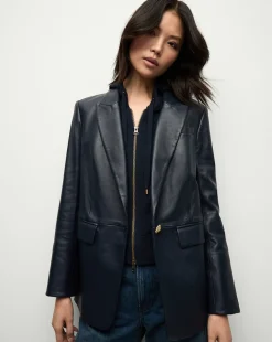 Vega Leather Dickey Jacket in>Veronica Beard